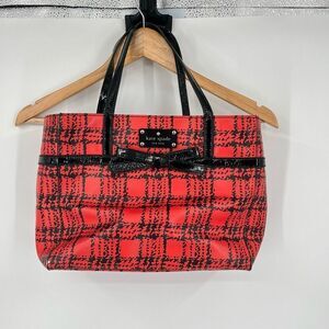 Kate Spade Belleville Plaid Shoulder Bag Womens Quinn Red